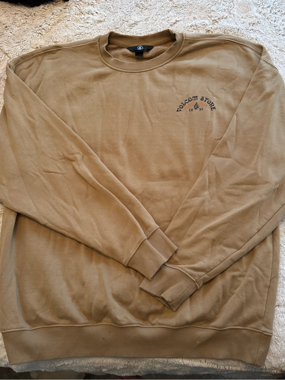 Volcom Tan Crewneck Pullover with Subtle Logo